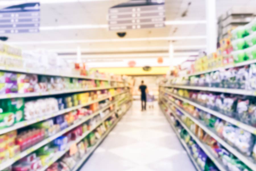 Supermarket biscuit aisle